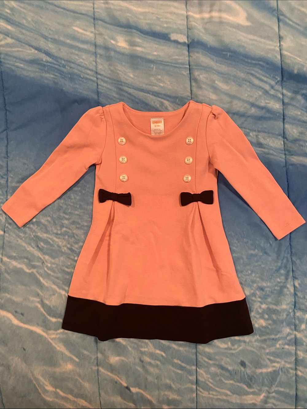 Gymboree Pink Dress with Black Bow and Hem Accents